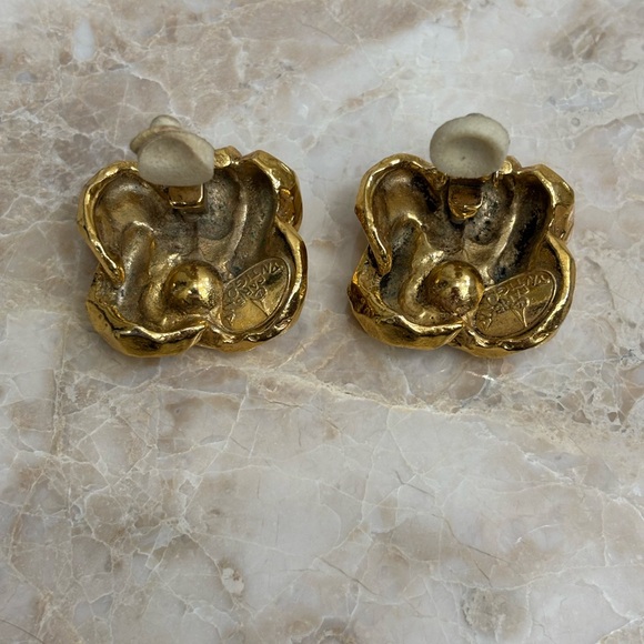 Antigona Paris Chunky Knots Gold Plated Large Clip on Earrings Signed - Picture 10 of 11